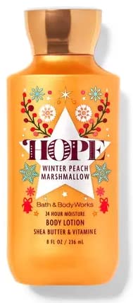 Bath and Body Works Gift Set of 10 oz Shower Gel and 8 oz Lotion (Hope Winter Peach Marshmallow), Multicolor