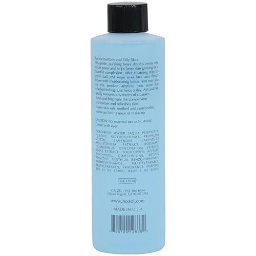 REXSOL Cellular Purifying Toner Normal/Oily and Oily Skin | Contains pure Vitamin E | Lavender, Rosemary & Algae Extract | Absorbs excess oils, refines pores & helps skin growing. (240 ml / 8 fl oz)