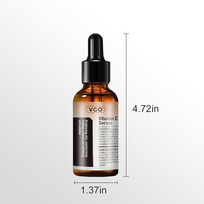 VGO Vitamin C Serum for Face, Vit C Anti Aging Serum with Hyaluronic Acid & Vitamina E, Deep Hydration Facial Care for All Skin Types, 2.02oz / 60ml