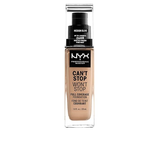 NYX PROFESSIONAL MAKEUP Can't Stop Won't Stop Foundation, 24h Full Coverage Matte Finish - Medium Olive