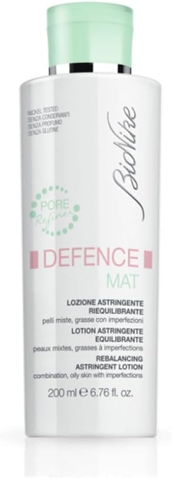 BioNike® DEFENCE MAT Rebalancing Astringent Lotion | Completes Daily Cleansing of Oily, Combination & Acne Prone Skin | Mattifying Effect | Pore Refiner | Alcohol Free | 200 ml bottle