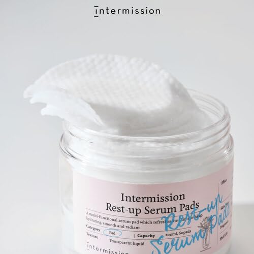INTERMISSION Rest-Up Serum Pads – Gentle Daily Calming Facial Pads with Niacinamide & Centella, Lightweight Hydration for Sensitive Skin, Multi-Use Toner Pads for Face, 60 Pads
