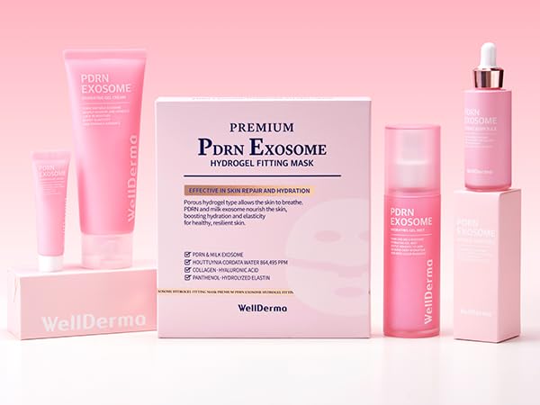 WELLDERMA PDRN Exosome Hyaluronic Acid Hydrating Gel Cream, Lightweight Daily Moisturizer with PDRN (Sodium DNA), Milk Exosome & 6 Types of Hyaluronic Acid, Korean Skin Care (100ml / 3.38 fl. oz)