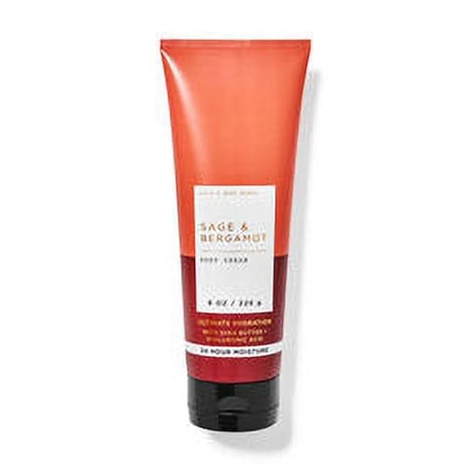 Bath and Body Works Hyaluronic Acid Body Cream For Men 8 Ounce (Sage & Bergamot)