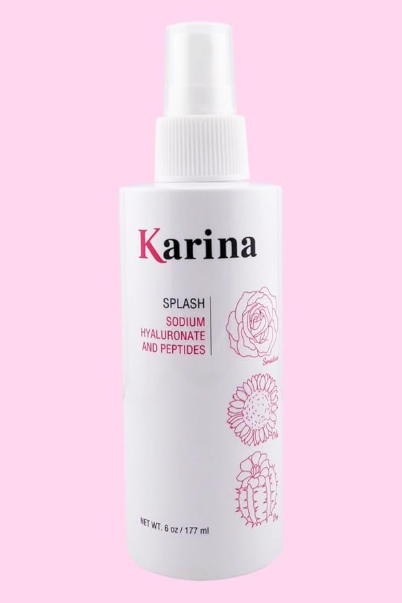 Karina Splash Hydrating Facial Toner with Sodium Hyaluronate & Peptides, 6 oz, Alcohol-Free, Moisturizes & Refreshes Skin, Promotes Hydration & Softness, Suitable for All Skin Types