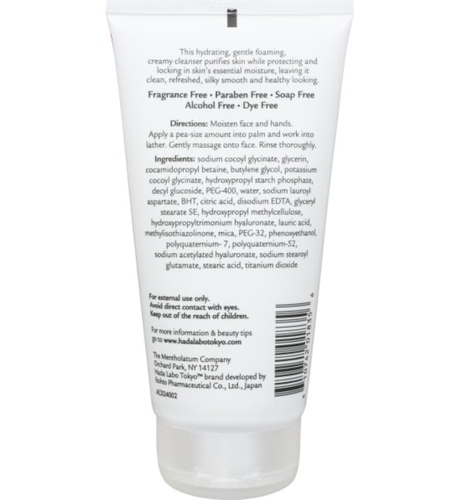 Hada Labo Tokyo Gentle Hydrating Foaming Facial Cleanser, Fragrance-Free Sensitive Skin Face Wash with Hyaluronic Acid and Conditioning Agents Soften Skin, Locks In Moisture, 5.0 Oz