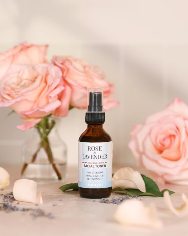 Plantlife Rose & Lavender Hydrating Facial Toner for Women & Men - Vegan Facial Toner Great for All Skin Types - Daily Skin Hydrator, Mask Activator, and Setting Spray - 2 Fl Oz - Made in California