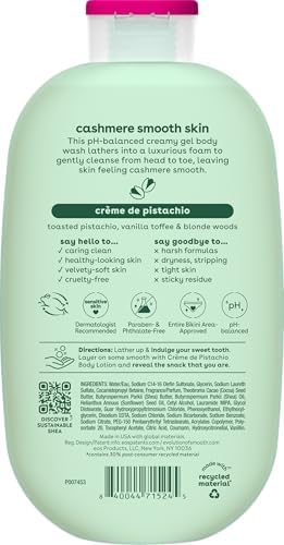 eos Cashmere Body Wash – Crème de Pistachio, Moisturizing Body Wash, Creamy Gel Formula, with Shea Butter, Glycerin, Vitamin E, pH Balanced, Sensitive Skin, Vegan, 16 fl oz