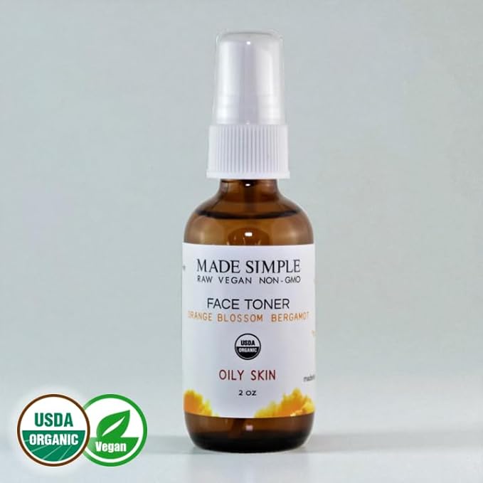 Orange Blossom Bergamot Face Toner for Oily Skin - Certified Organic, Vegan, & Cruelty-Free