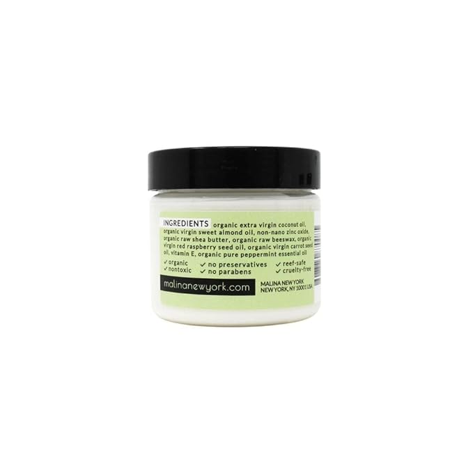 Malina™ Organic Peppermint Natural Sunscreen | SPF 30+ | Nontoxic | Baby-Safe | Reef-Safe | No Preservatives | No Synthetic Fragrance | Made With Pure Essential Oil (2 FL Oz)