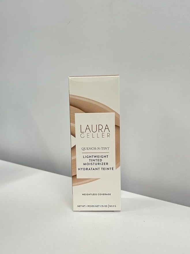 LAURA GELLER NEW YORK Quench-n-Tint Tinted Moisturizer - Sheer to Light Buildable Coverage - Natural Glow Finish - Lightweight Formula with Hyaluronic Acid, 01 Porcelain/Fair