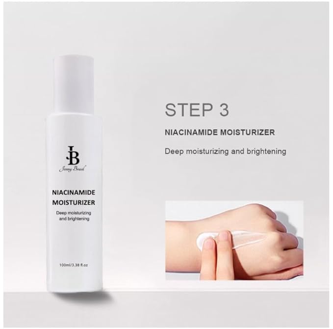Jenny Brasil Niacinamide Skincare Routine Set, 4-Piece – Cleansing Cream, Hydrating Toner, Moisturizer & Brightening Essence