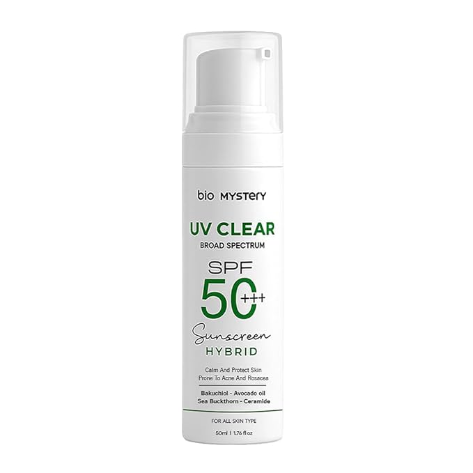 Clear Face Sunscreen Lotion for Acne-Prone Skin | Hybrid Broad Spectrum SPF 50+++ | Lightweight, Non-Greasy & Matte Finish | Daily Facial Sunscreen Oily & Sensitive Skin | 50ml / 1.76 floz