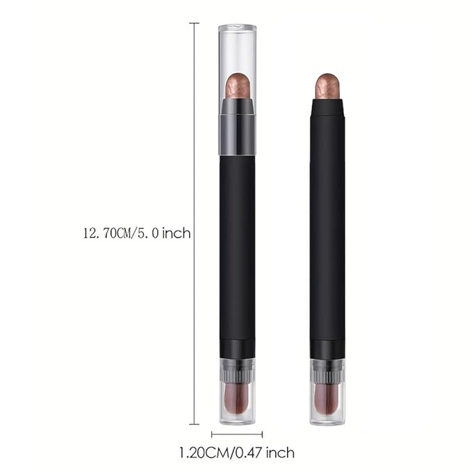 Shimmer Eyeshadow Stick –Rose Gold Dual-Ended Creamy Pearl Eye Shadow Pencil with Built-In Smudger, Waterproof Long-Lasting High Pigment Eye Makeup for Smooth Glide 03#