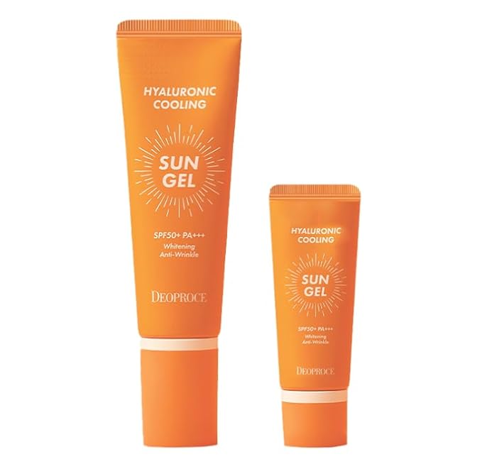 Deoproce Hyaluronic Cooling Sun Gel, SPF50+ PA+++, Value Pack, Korean Skincare |Anti-Aging| K-Beauty Sunscreen with No White Cast, Eucalyptus Leaf Extract, 50g +20g (Total 70g)