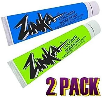 Zinka Colored Nosecoat Zinc Oxide Based Water Resistant 2 Pack Bundle 0.6 Ounce Tube - Blue Green