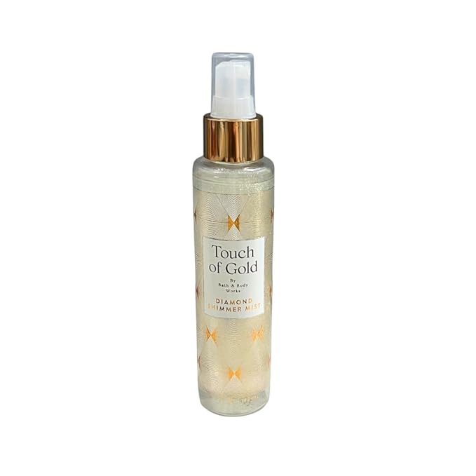 Bath & Body Works TOUCH OF GOLD Full-Size Gift Set – Fine Fragrance Mist, Diamond Shimmer Mist & Ultimate Hydration Body Cream with 40-Inch Gold Metallic Ribbon Bow – Holiday Bundle