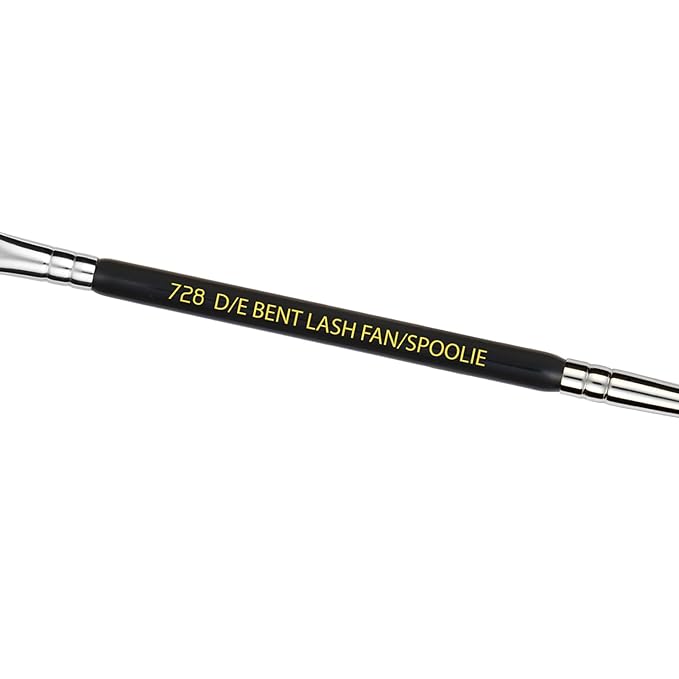 Bdellium Tools Professional Makeup Brush - Maestro Series 728 Double-ended Bent Lash Fan and Spoolie - With All-Vegan Synthetic Fibers, For Achieving Clean, Clump-free Mascara Application (Black, 1pc)