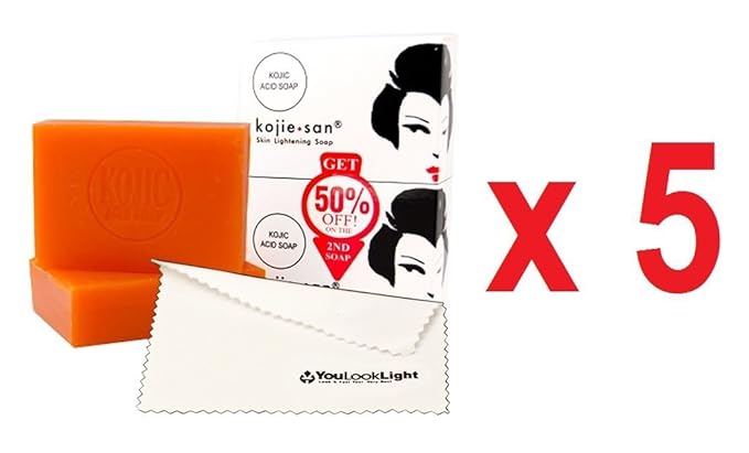 Kojie San Skin Brightening Soap - Bundle Pack - Original Kojic Acid, Dark Spot Remover Bar Soap with Coconut & Tea Tree Oil, 65g x 10 Bars