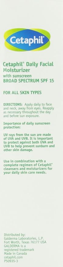 Cetaphil Daily Facial Moisturizer SPF 15, 4 Fl Oz, Gentle Facial Moisturizer for Dry to Normal Skin Types, No Added Fragrance, Pack of 4, (Packaging May Vary)