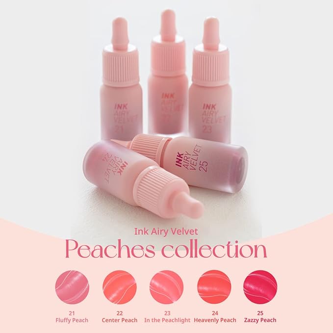 Peripera Ink Airy Velvet Lip Tint | High-Pigmentation, Lightweight, Soft, Moisturizing (025 ZAZZY PEACH)