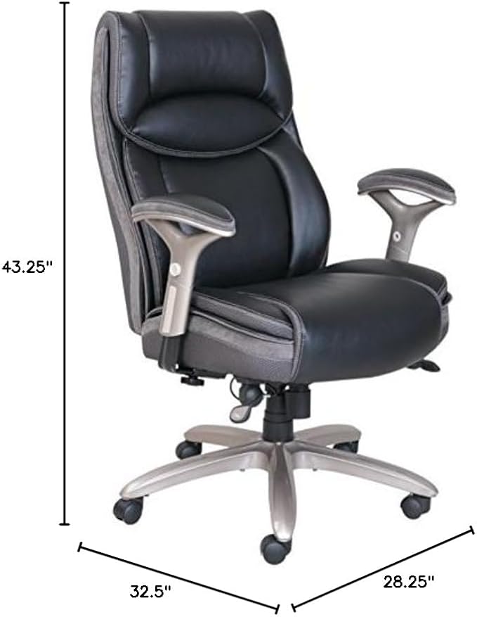 Serta Smart Layers Jennings Super Task Big and Tall Chair, Black/Slate