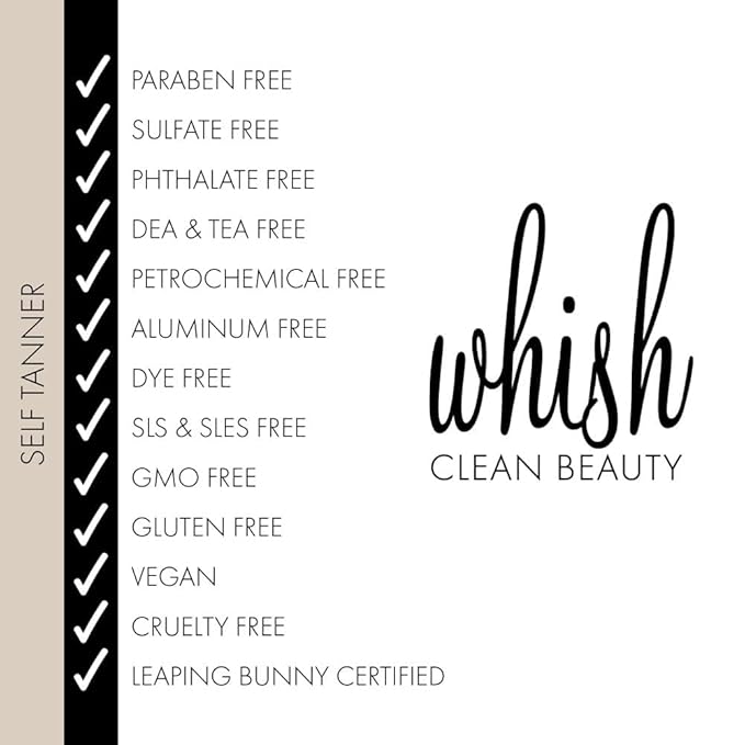 Whish Beauty Self Tanner - Sunless Tanning Lotion for Face & Body - Moisturizes with Shea Butter, Mango Butter, & Aloe - For All Skin Tones - Paraben & Sulfate Free (Coconut Milk & Verbena)