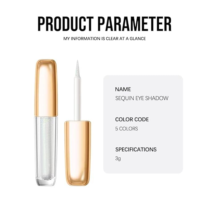 Liquid Glitter Eyeshadow Set, Korean Shimmer Eye Makeup, Waterproof Powder Formula, Quick-Drying, Long Lasting, 0.17 Oz (03#, 1PCS)