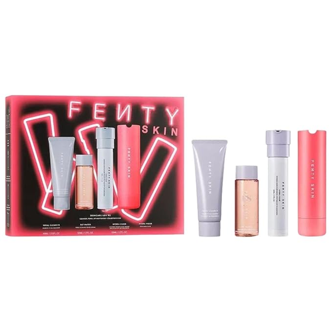 Fenty Beauty Skincare Lov’rs Set: Cleanser, Toner & SPF Moisturizer – Holiday Gift Set with Collector’s Case