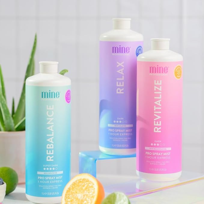 MineTan Spray Tan Solution | Revitalize - Fake Tanning Mist Best for Dark Bronzed Glow Skin Finish, Fast Drying, 1 Hour Express, Hydrating, Salon Professional Formula, Vegan, 33.8 Fl Oz