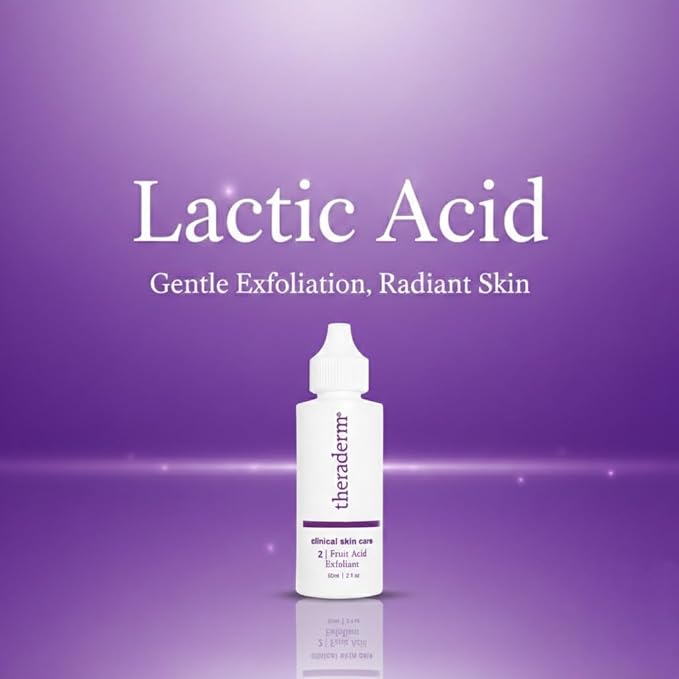 Theraderm Fruit Acid Exfoliant Toner – Lactic Acid AHA Exfoliating Toner for Smoother, Brighter-Looking Skin, 2 oz
