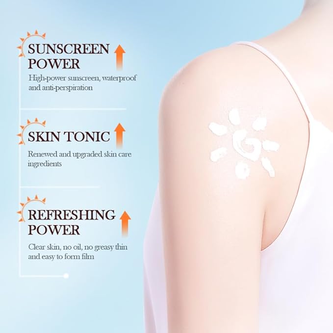5-in-1 Broad Spectrum Sunscreen SPF50+ PA++++, Lightweight Watery Essence, Strong UVA/UVB Protection, Water Resistant, Non-Greasy & Gentle for Face and Body (Golden collagen)