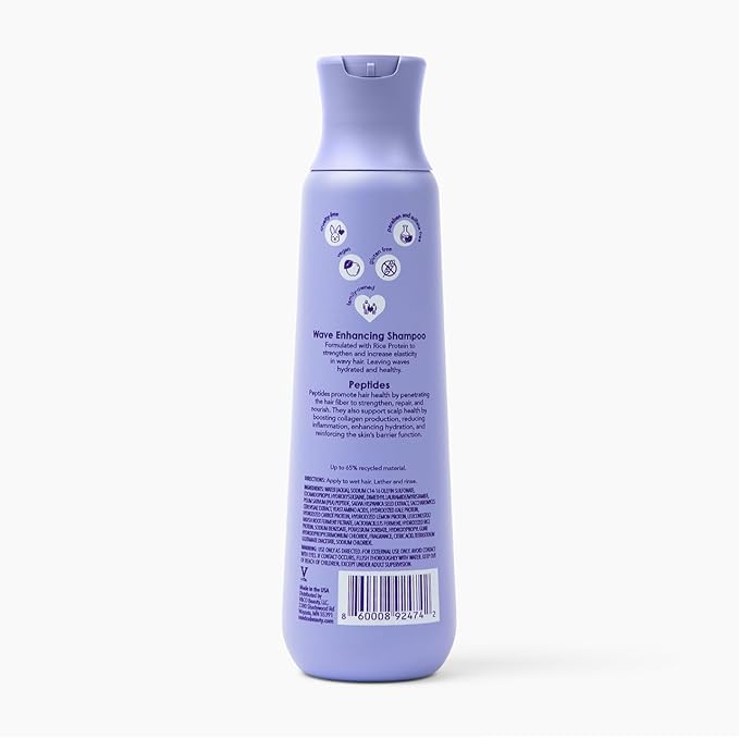 V&Co. Wave Babe Wavy Hair Shampoo, Sulfate Free & Paraben Free Hydrating Hair Care with Rice Protein & Peptides for Frizz Control & Wave Definition – 12 fl oz