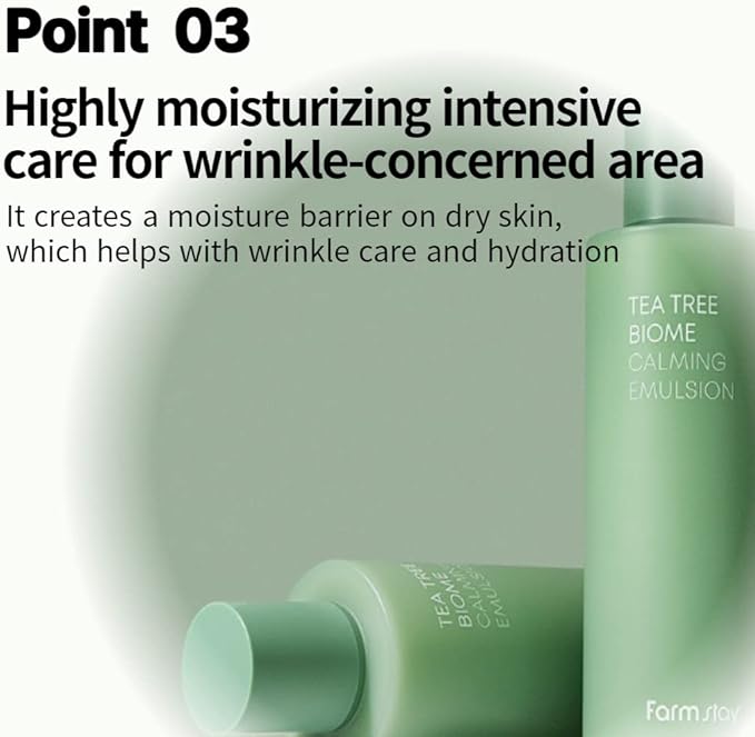 FARMSTAY TeaTree Biome Calming Emulsion -Daily Hydrating Face Moisturizer,Korean Skin Care,Calming and Soothing for Sensitive Skin,Strengthen Skin Barrier,for Women&Men,Teenagers6.76 Fl.Oz