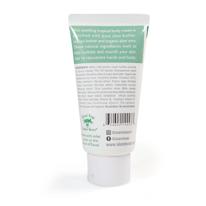 Island Soap and Candle Works Shea Butter Body Cream for Men and Women - Body Moisturizer for Dry Skin - Beauty and Personal Care - Hawaiian Gifts - Pineapple Paradise, 3 Fl oz. Bottle