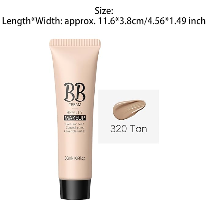 Natural Look BB Cream For All Skin Types Daily Wear Oil Free Tinted Moisturizer Lightweight Hydrating Formula Provides Buildable Sheer Coverage Dark Nude One Size