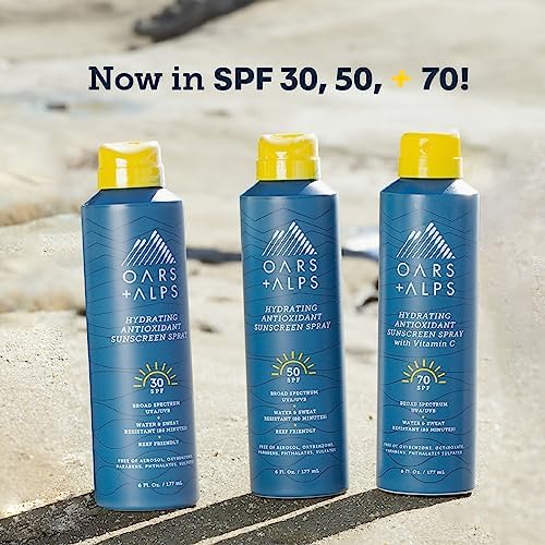Oars + Alps SPF 30 Face & Body Broad Spectrum Sunscreen Spray | Fast-Absorbing, Lightweight, Non-Greasy, Hawaii Reef Act 104 Compliant, Water-Resistant, Octinoxate + Oxybenzone Free, 6 Oz, 1 Pack