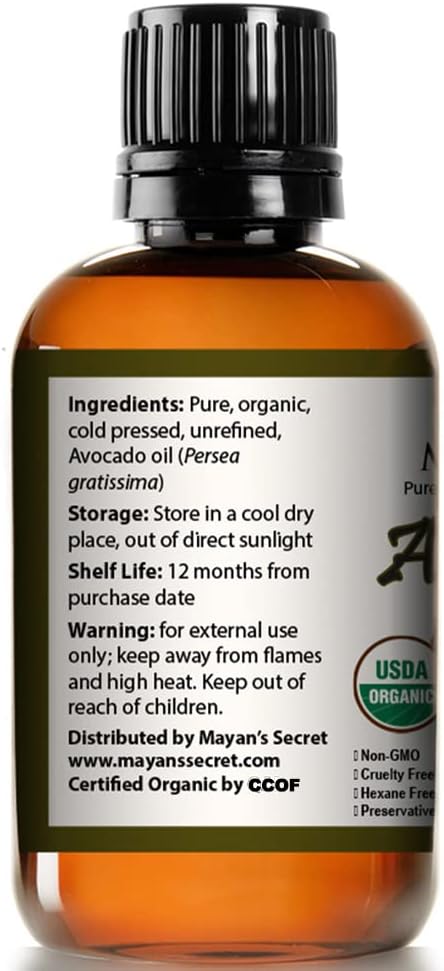 Pure Carrier and Essential Oils for Skin Care, Hair, Body Moisturizer for Face-Anti Aging Skin Care (Avocado Oil Organic, 4oz)