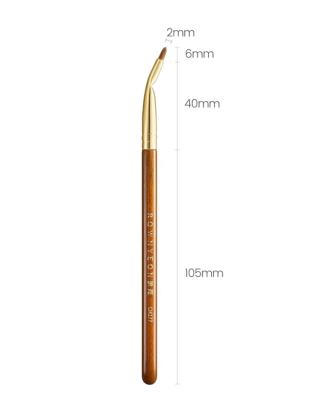 Desert Oak Series Bent Eyeliner Brush - 30° Angled Kolinsky Sable for Sharp Lines & Brows, Luxury Bubinga Handle (CM 177)
