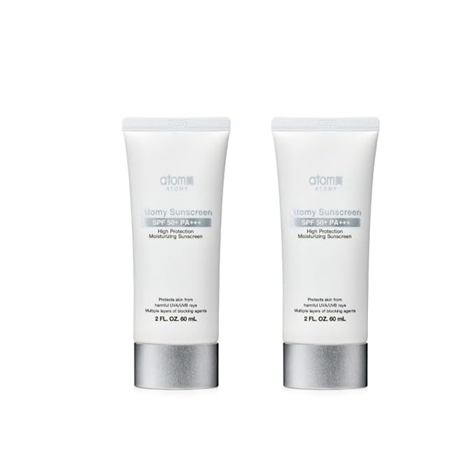 Sunscreen (Beige, White) SPF 50+ PA+++, High Protection Moisturizing sun Cream 2 fl.oz.(60ml) x 2pack (White)