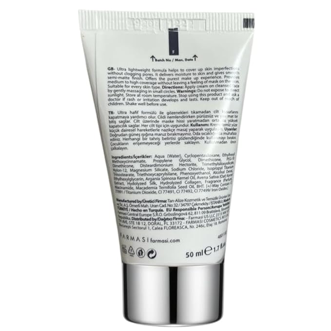 FARMASi BB Cream Beauty Balm, Tinted Moisturizer with SPF 15, Lightweight Matte Finish, Buildable Coverage Face Makeup, 1.7 fl oz, 02 Light to Medium