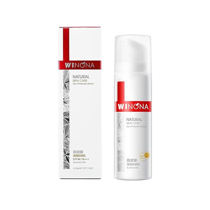 WINONA SPF 48+++ Face Sunscreen Lotion, Skin Soothing Sunblock Milk for Sensitive and Dry Skin, Enriched with Portulaca Oleracea, Lightweight, Gentle, and Moisturizing, 1.76oz