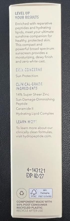 HydroPeptide Sun Slick SPF 50 Mineral Sunscreen Stick with Reparative Peptides, 0.52 Ounce (15g)