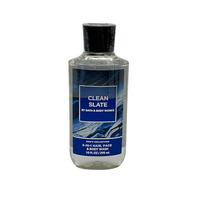 Bath & Body Works CLEAN SLATE 2pc bundle gift set for Men with a Blue Bow for Holidays & Gifts - Body Wash & Body Spray