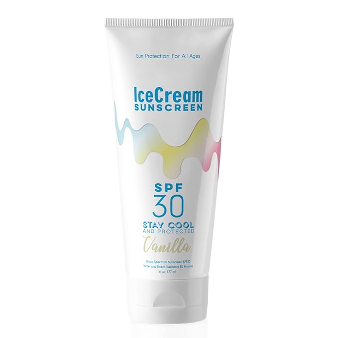 IceCream Broad Spectrum SPF 30 Sunscreen Lotion, Body & Face Lotion Sunblock Moisturizer with SPF, Water & Sweat-Resistant for 80 Minutes, Reef-Friendly & Cruelty-Free, 6oz (177ml) - Vanilla