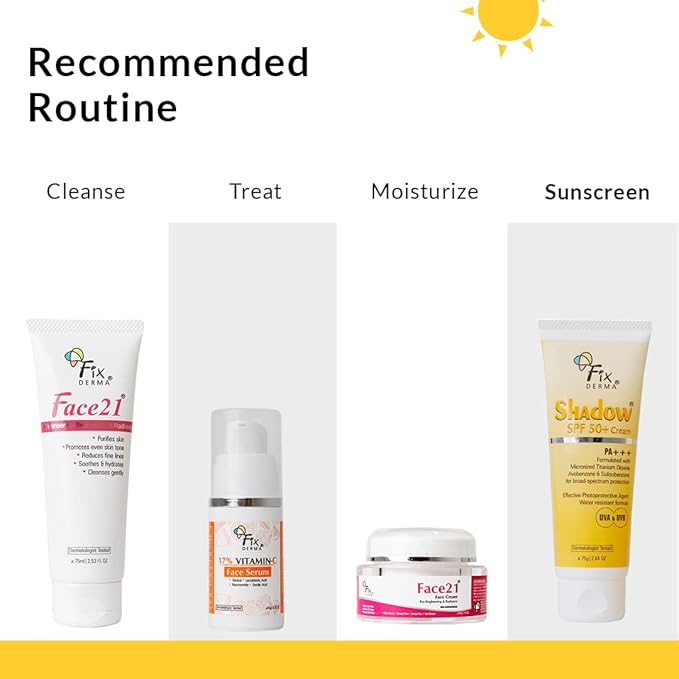 Fixderma Shadow SPF 50+ Cream | Sunscreen for Face | Sunscreen SPF 50 | Skin Sun Protection | Broad Spectrum Sunscreen for UV Protection Suitable for All Skin Types - 2.64 Fl Oz