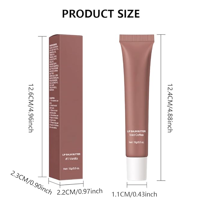 Summer Lip Butter Lip Balm, Ultra-Hydrating Natural Vegan Lip Balm, Sheer-Tinted Shine & Hydration, Soothes & Softens Dry Lips Skincare, Bálsamo labial hidratante #3 Iced Coffee