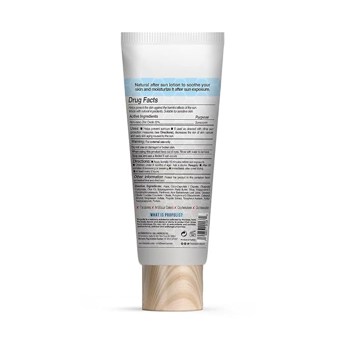 Bee and You After Sun Lotion, Aloe Vera, Propolis Extract, Cooling, Mineral-Based Zinc Oxide, Vitamin E, 100% Natural Sunburn Relief Treatment, 80ml