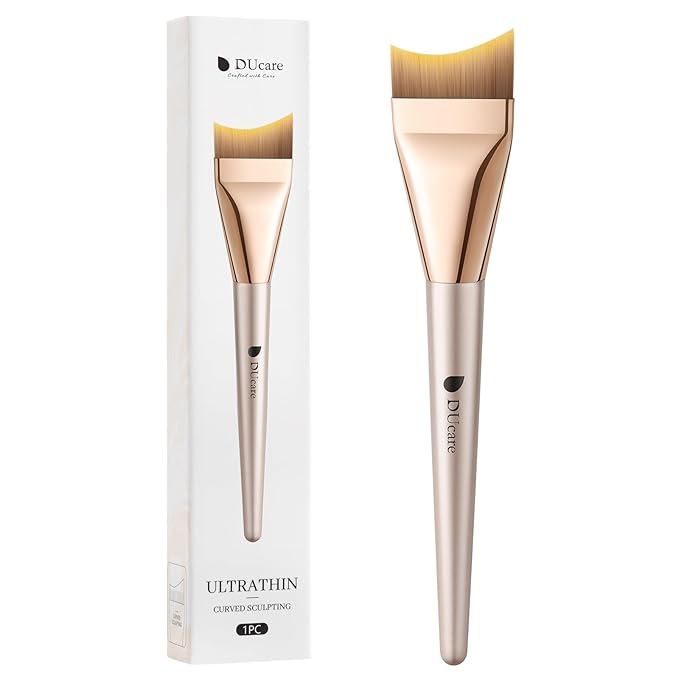 DUcare Flat Foundation Brush,Korean Makeup Brush Liquid Fish Tail Thin Makeup Face Brush for Blending, Cream,Foundation Brushes Makeup Tool for Seamless Application