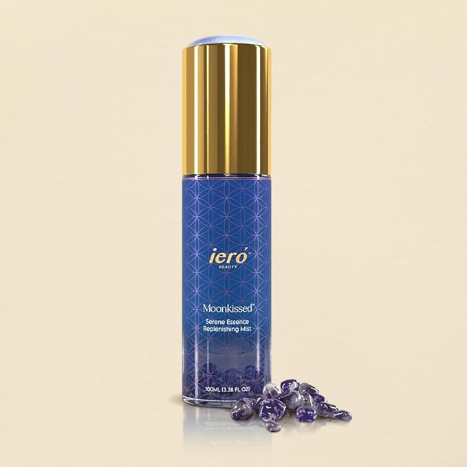 ieró Beauty Moonkissed Serene Essence Hydrating Face Mist, Lavender Chamomile Frankincense, Crystal-Infused Replenishing Facial Mist, Calming Hydrating Toner, Made in Italy — 3.38 Fl Oz